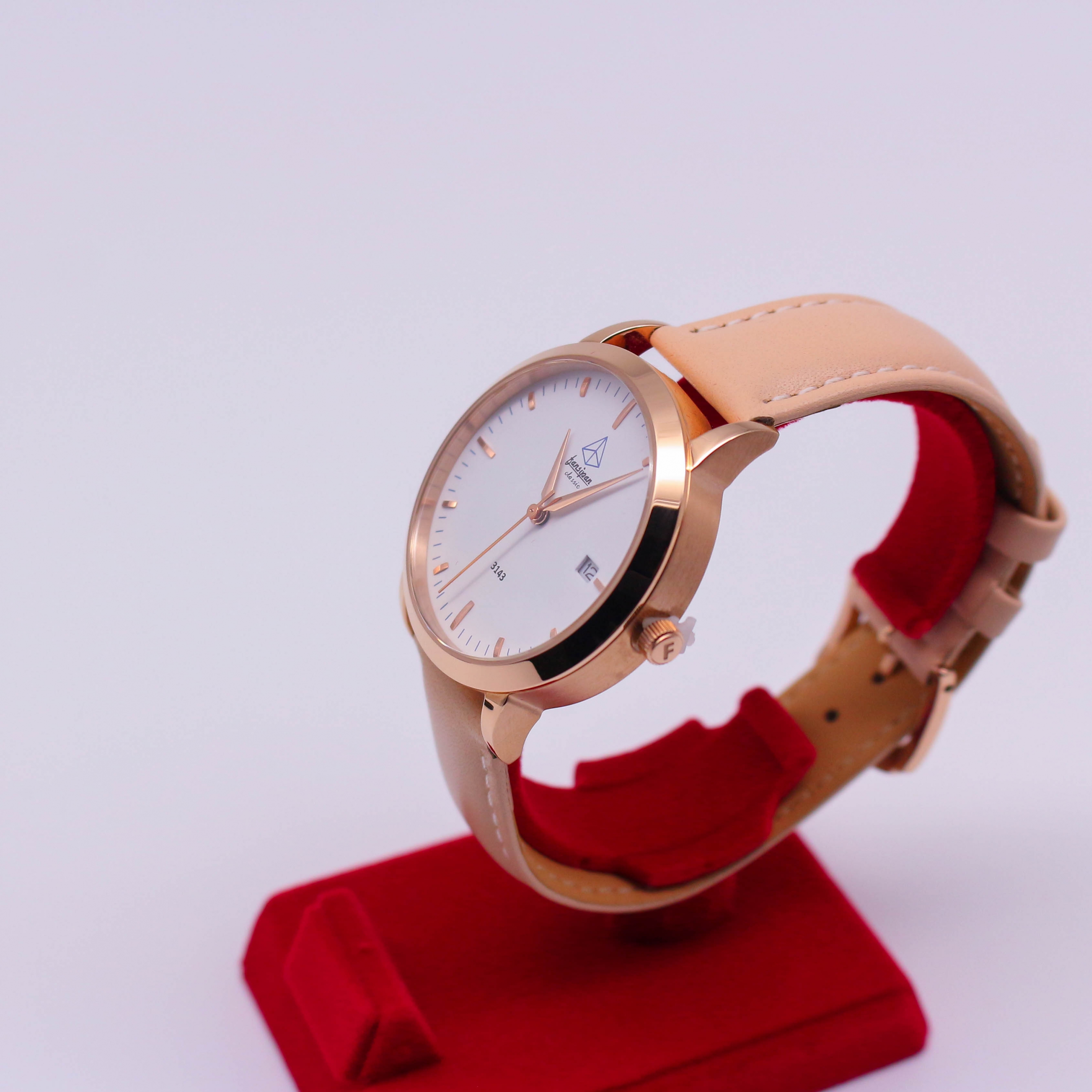 ĐỒNG HỒ NỮ FANSIPAN V18 ROSE GOLD WHITE DÂY DA