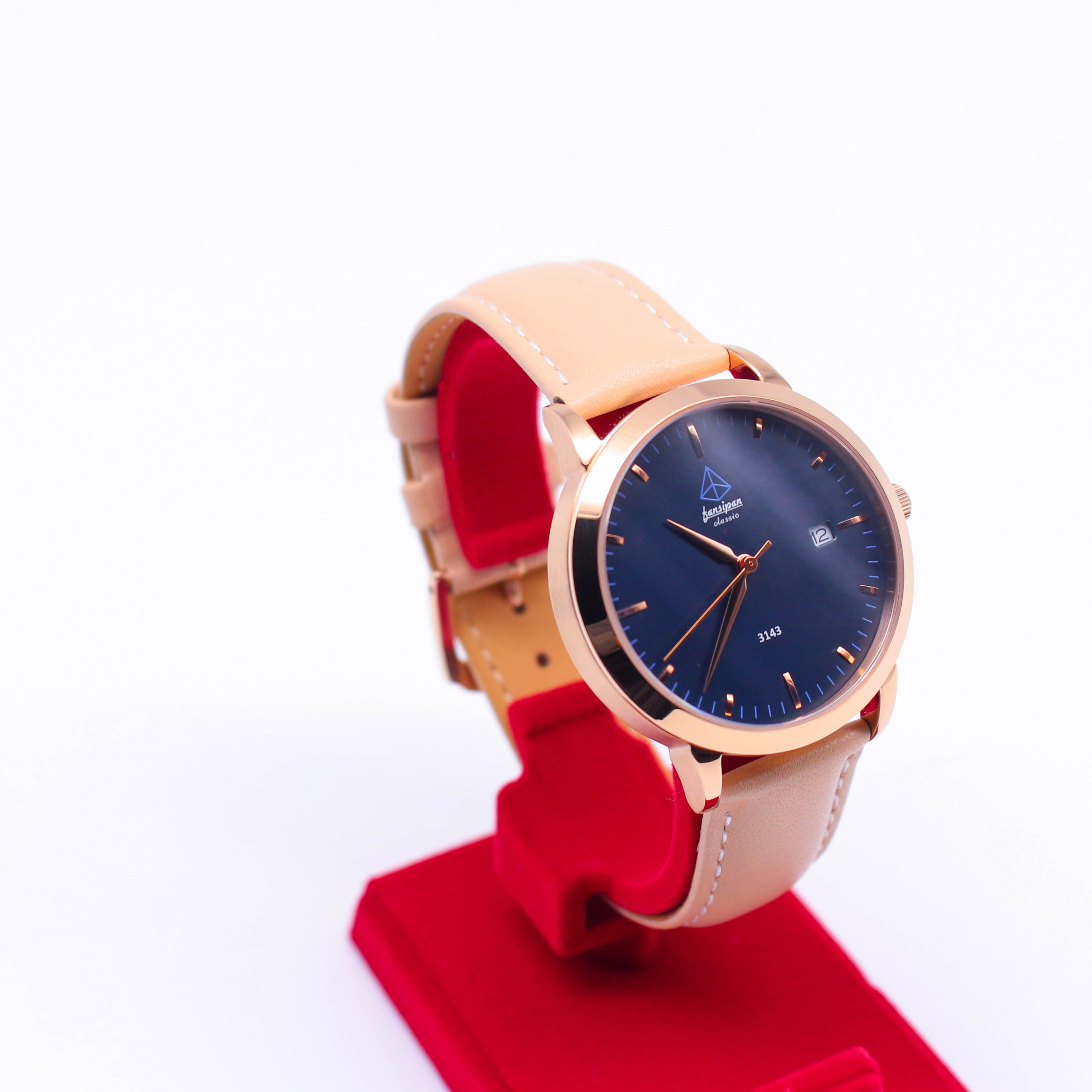 ĐỒNG HỒ NỮ FANSIPAN V18 SILVER NAVY BLUE DÂY DA