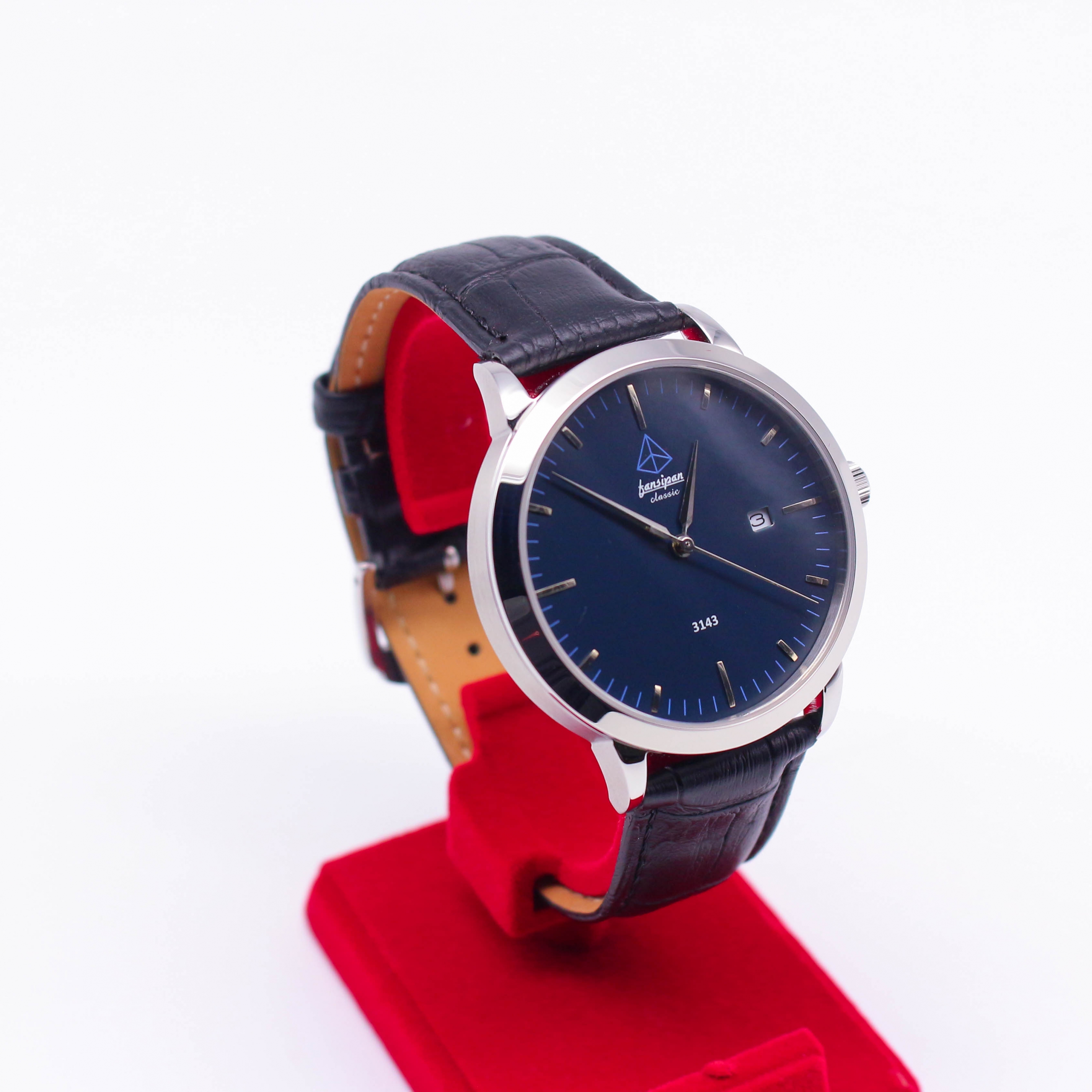 ĐỒNG HỒ NAM FANSIPAN V18 SILVER NAVY BLUE DÂY DA